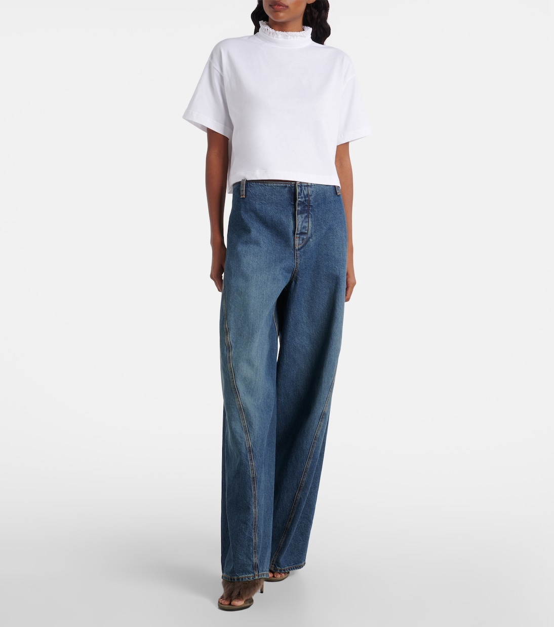 Mules 90 in suede con shearling | Alaïa