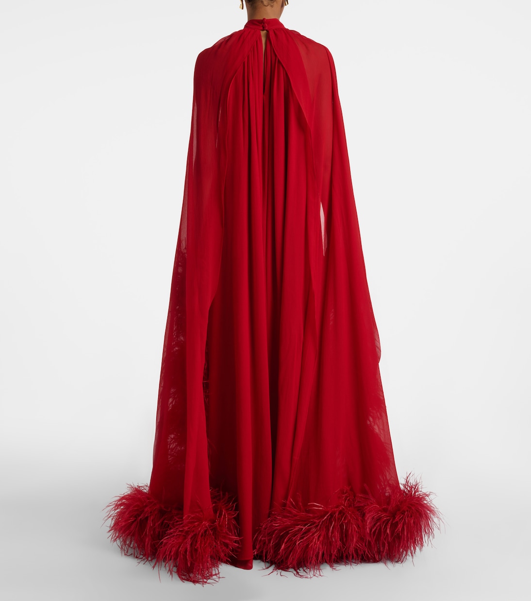 Eterea feather-trimmed silk crêpe gown | Taller Marmo