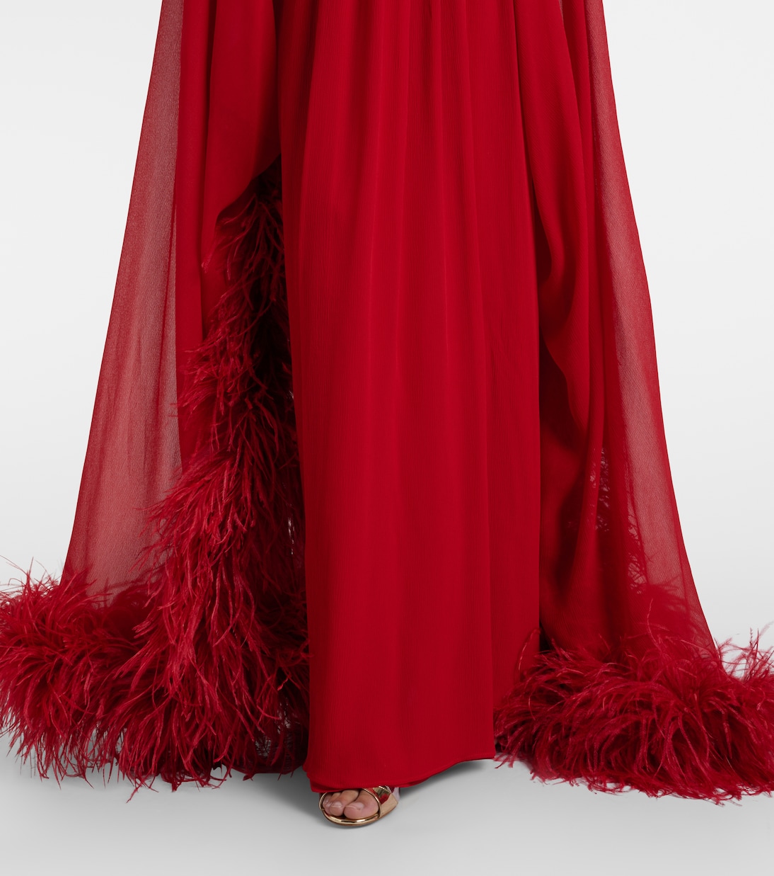 Eterea feather-trimmed silk crêpe gown | Taller Marmo