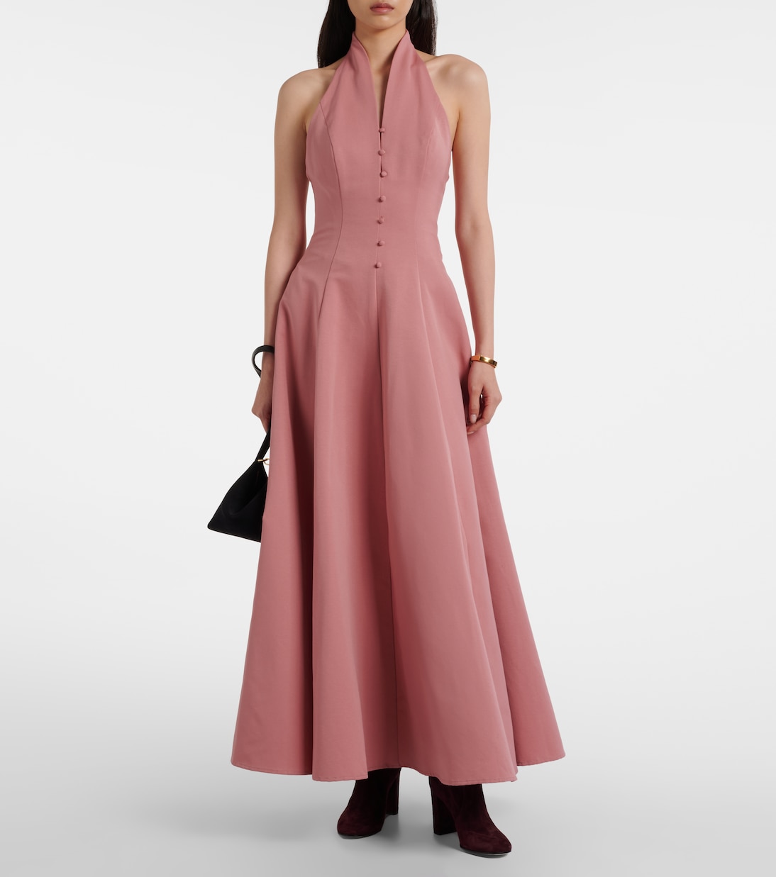 Stella halterneck cotton-blend gown | Staud