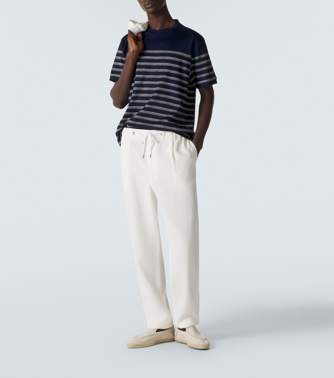 Striped cotton-blend T-shirt | Giorgio Armani