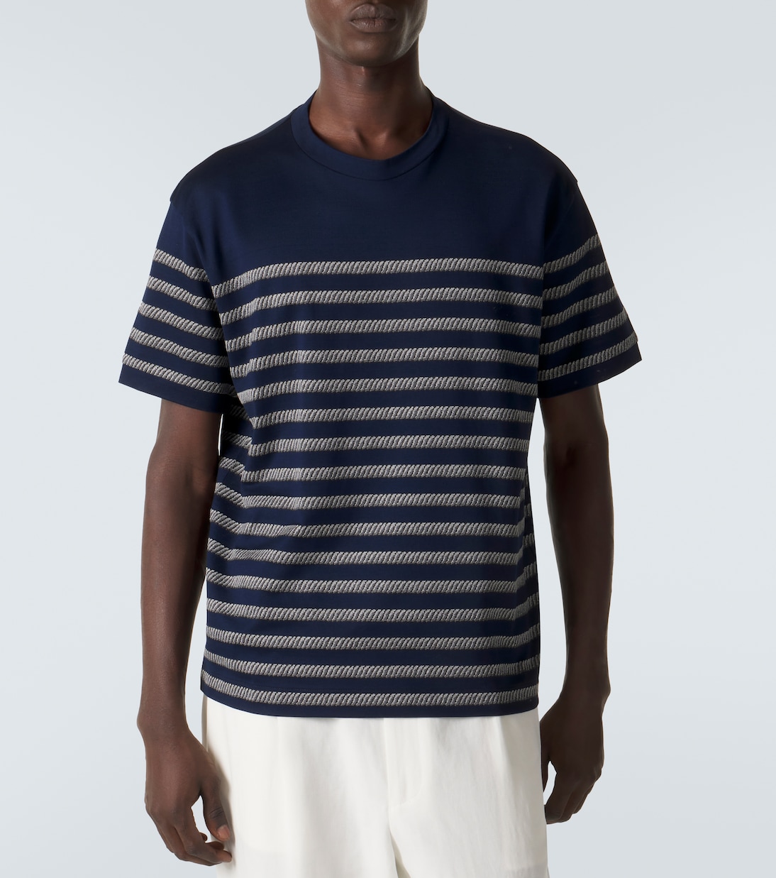 Striped cotton-blend T-shirt | Giorgio Armani