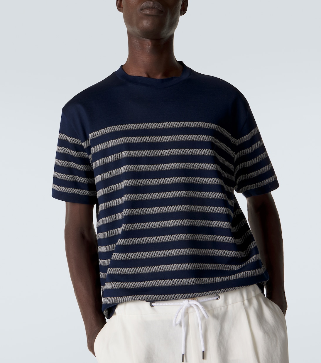 Striped cotton-blend T-shirt | Giorgio Armani