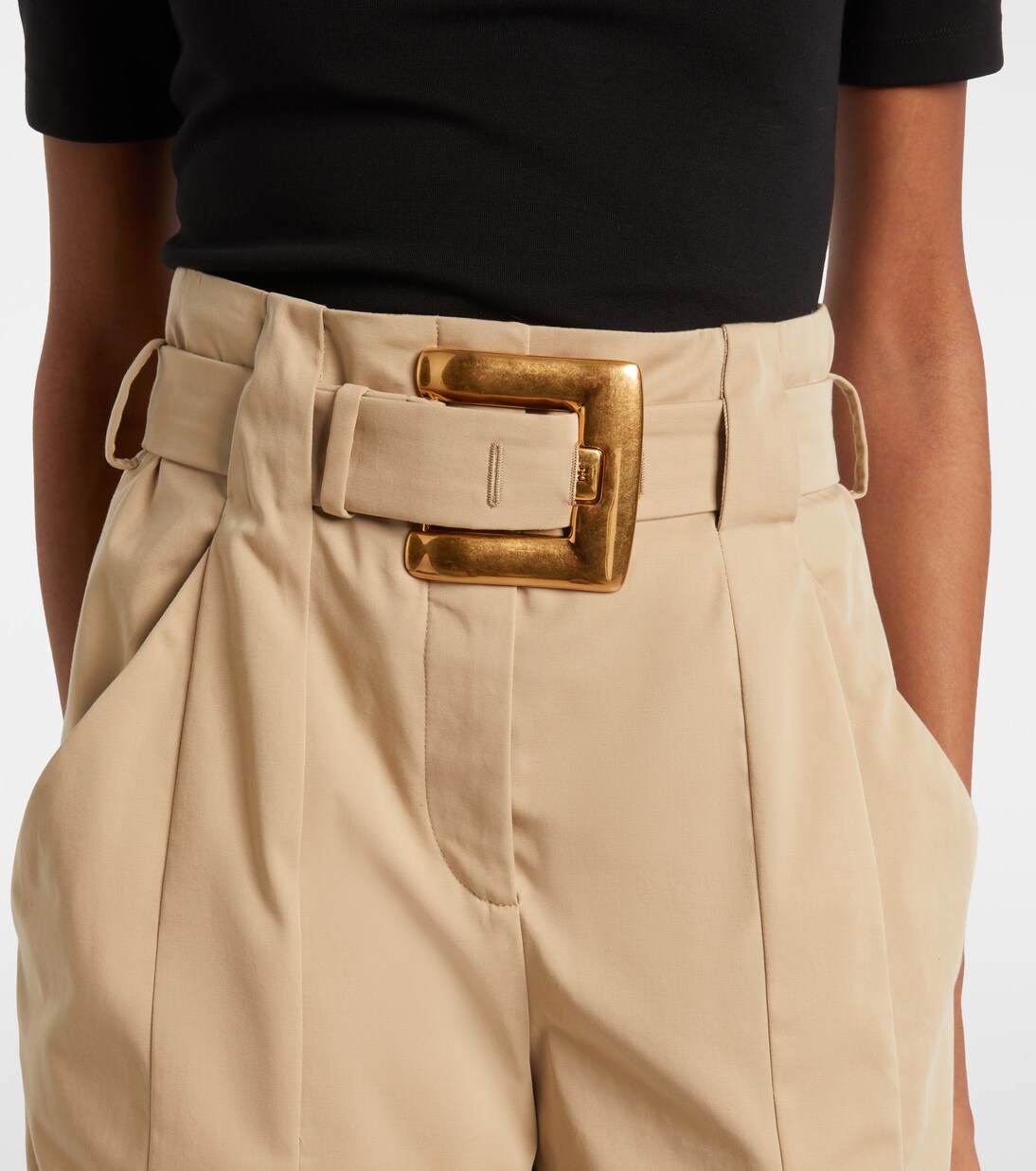 شورت من القطن الغبردين بحزام | Balmain