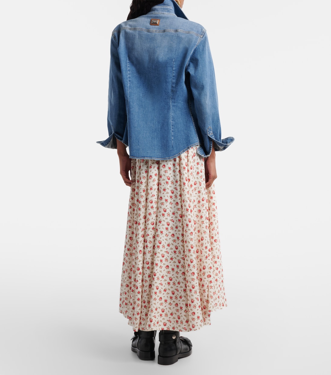 Falda midi en mezcla de seda floral | Dolce&Gabbana