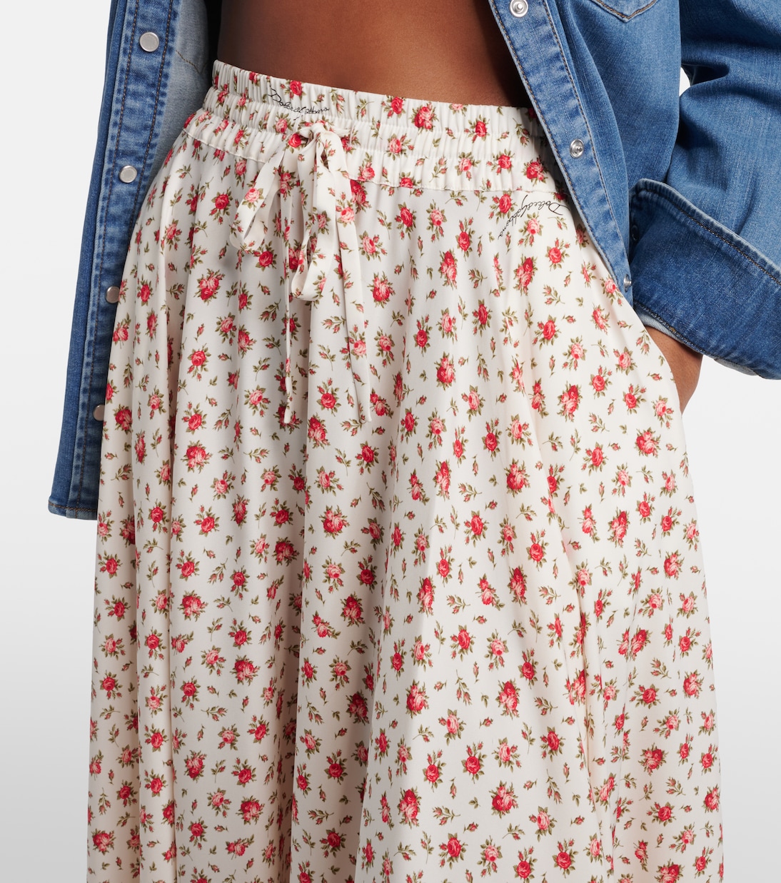 Falda midi en mezcla de seda floral | Dolce&Gabbana