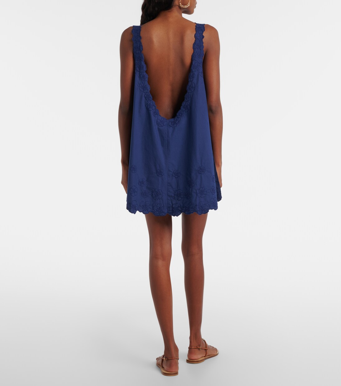 Floral embroidered cotton poplin minidress | Juliet Dunn