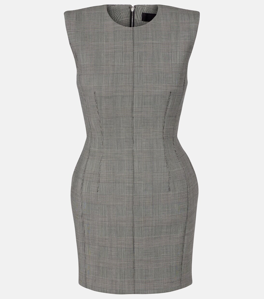 威尔士亲王格纹羊毛混纺迷你连衣裙 | Mugler