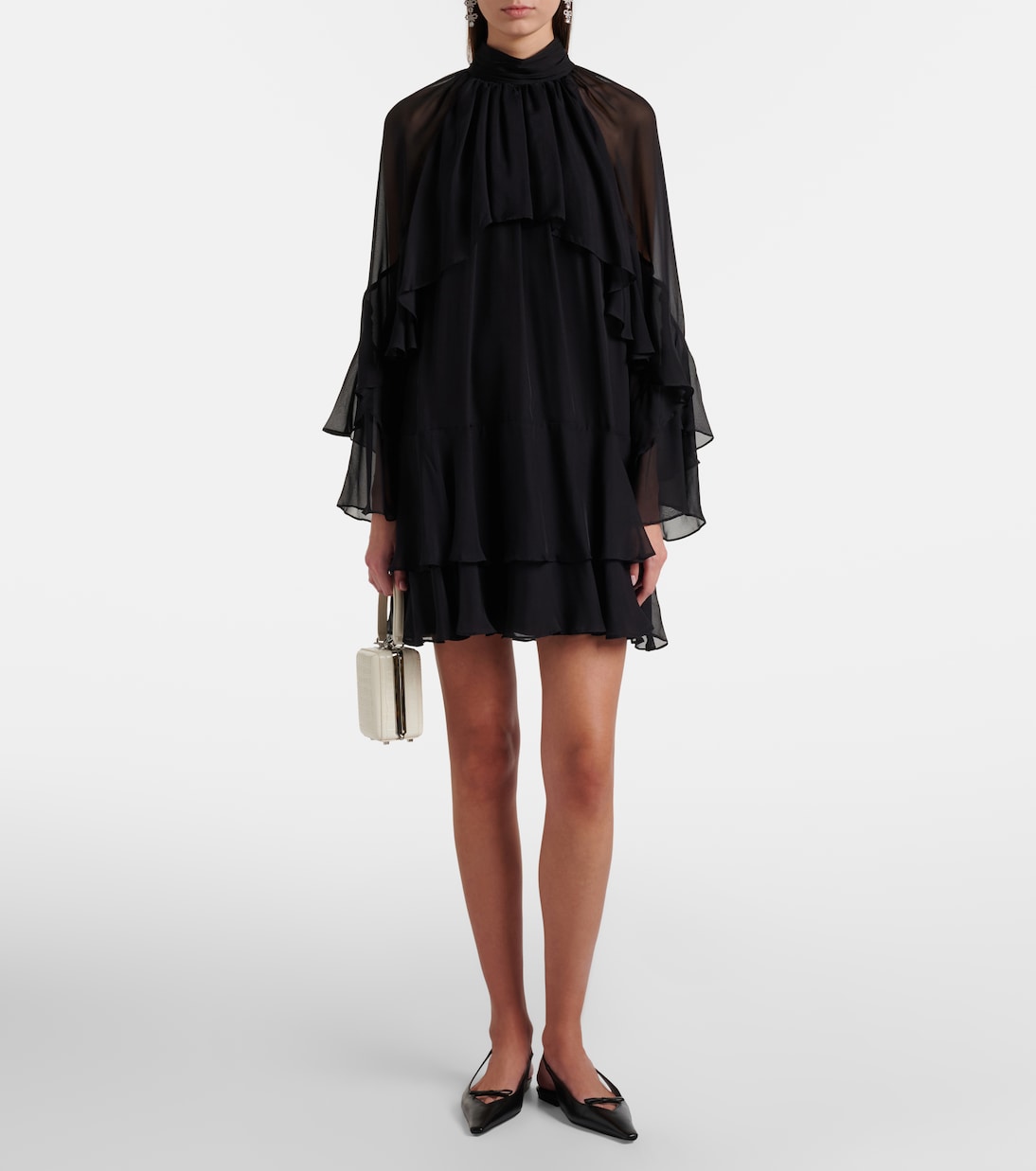 Micro鳄鱼纹效果缀饰皮革托特包 | Self-Portrait