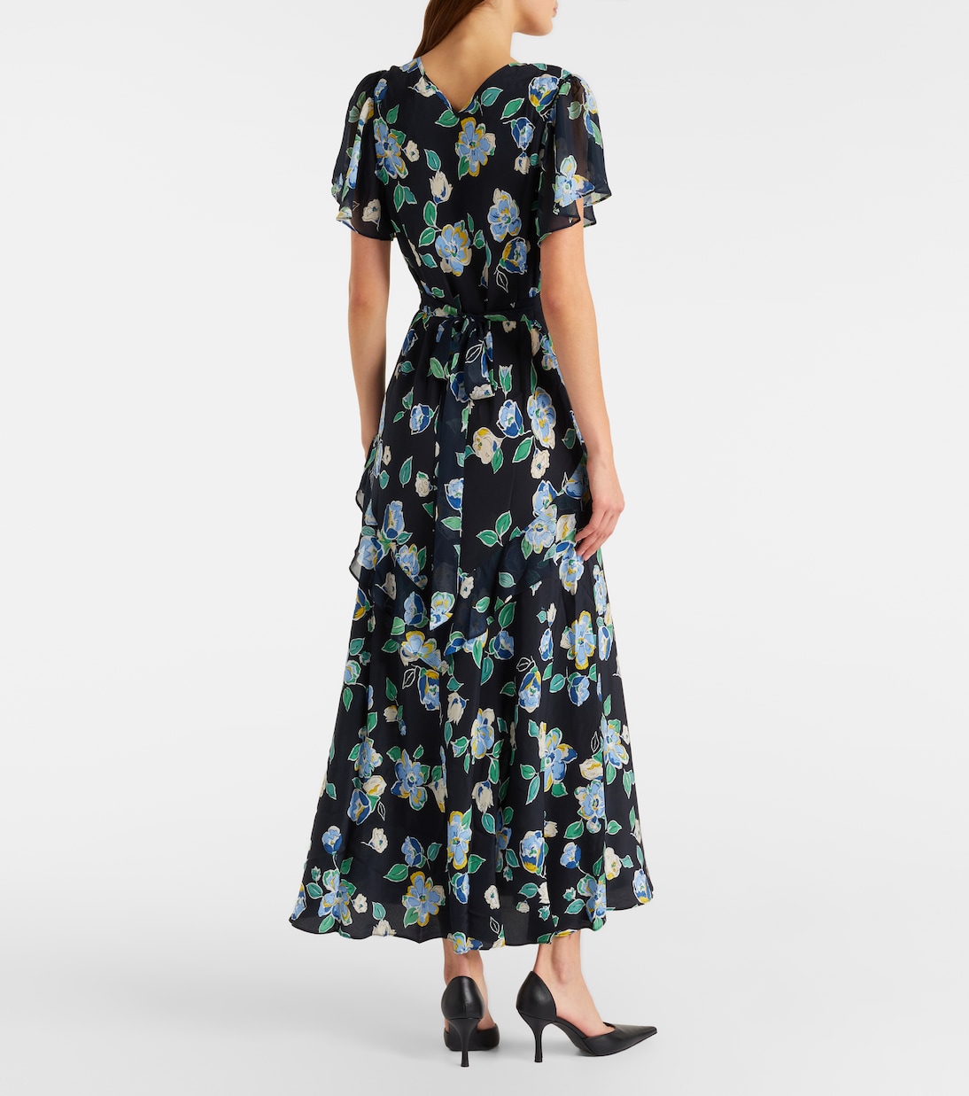 Kimmie floral ruffled silk midi dress | Rixo