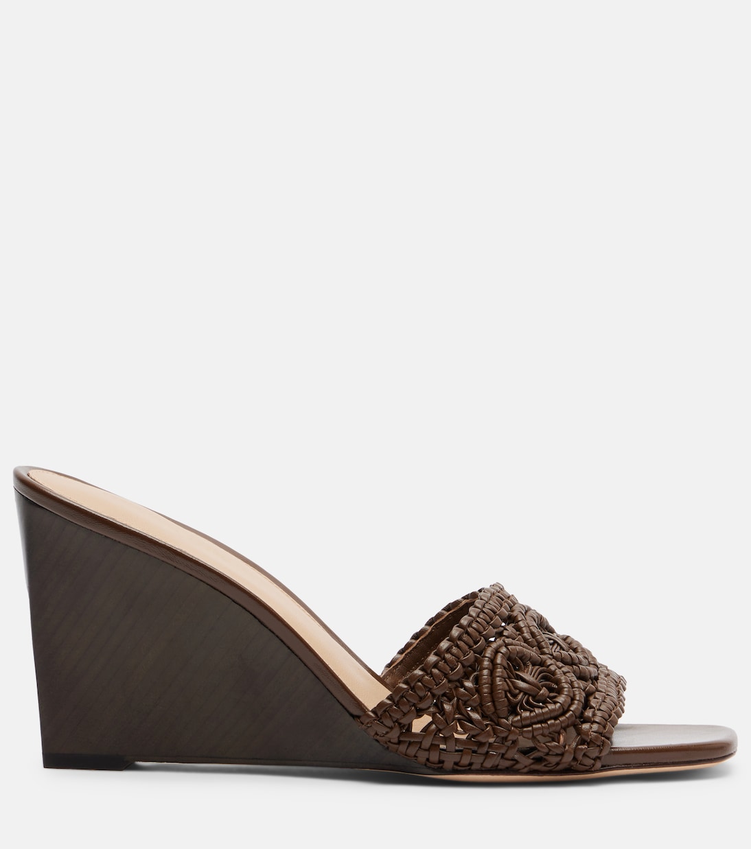 Ellen macramé leather wedge mules | Veronica Beard