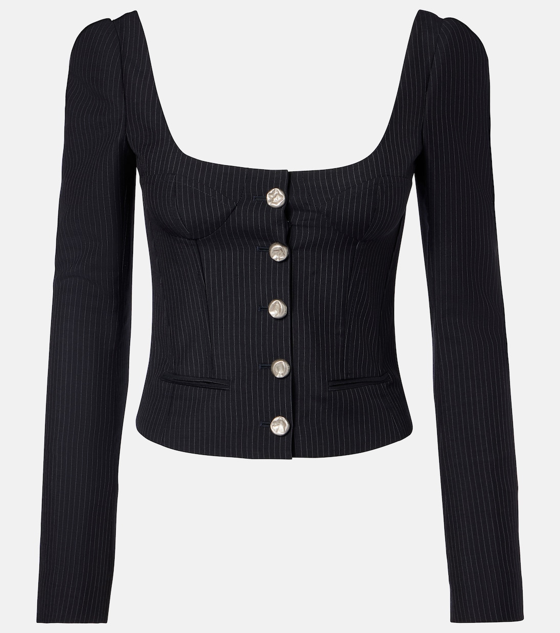 Chalk stripe wool and mohair bustier top | McQueen