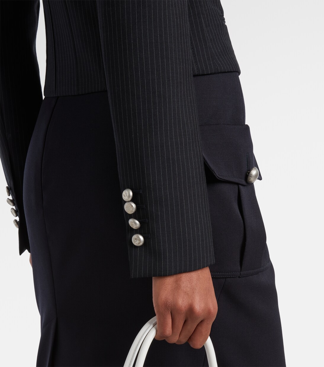 Chalk stripe wool and mohair bustier top | McQueen