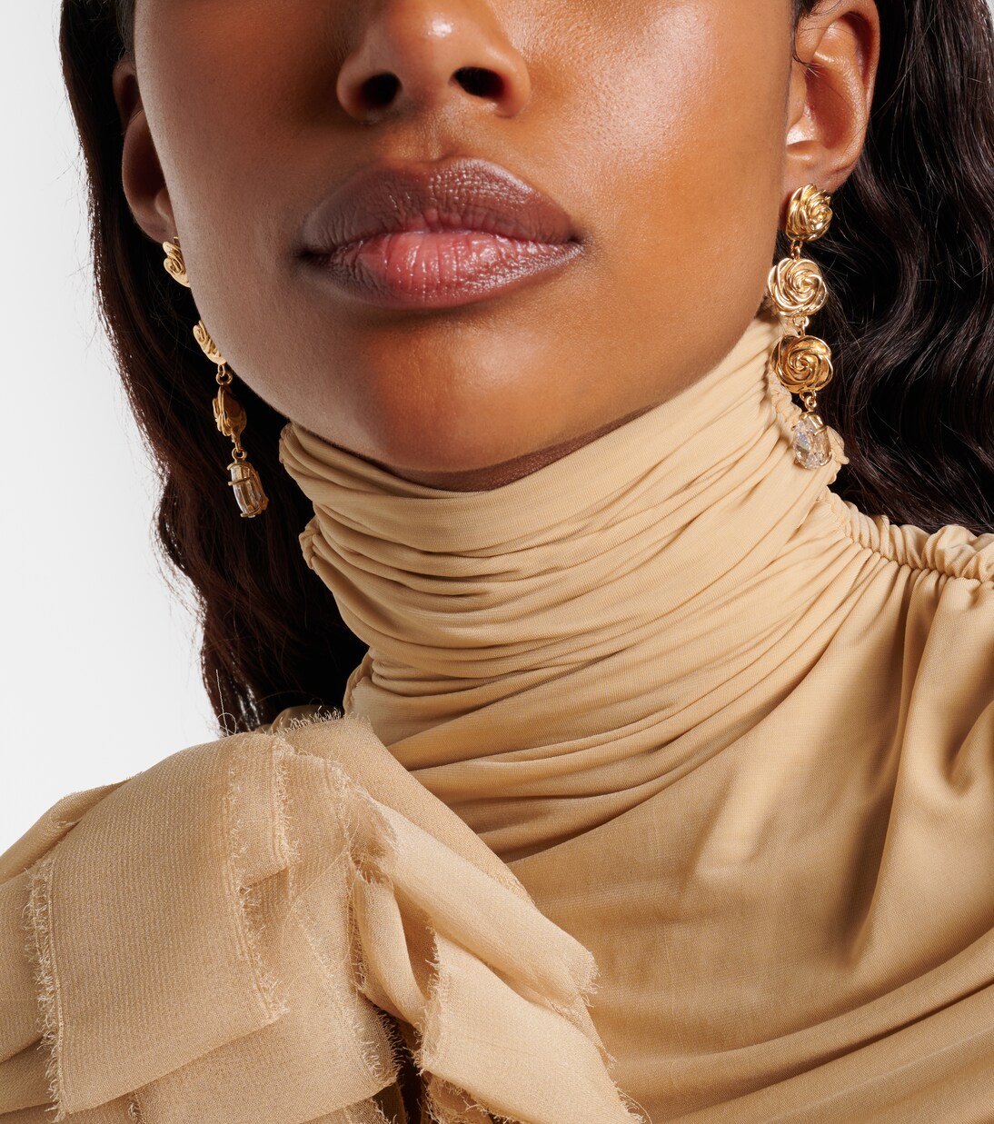 Crystal-embellished gold-plated drop earrings | Magda Butrym