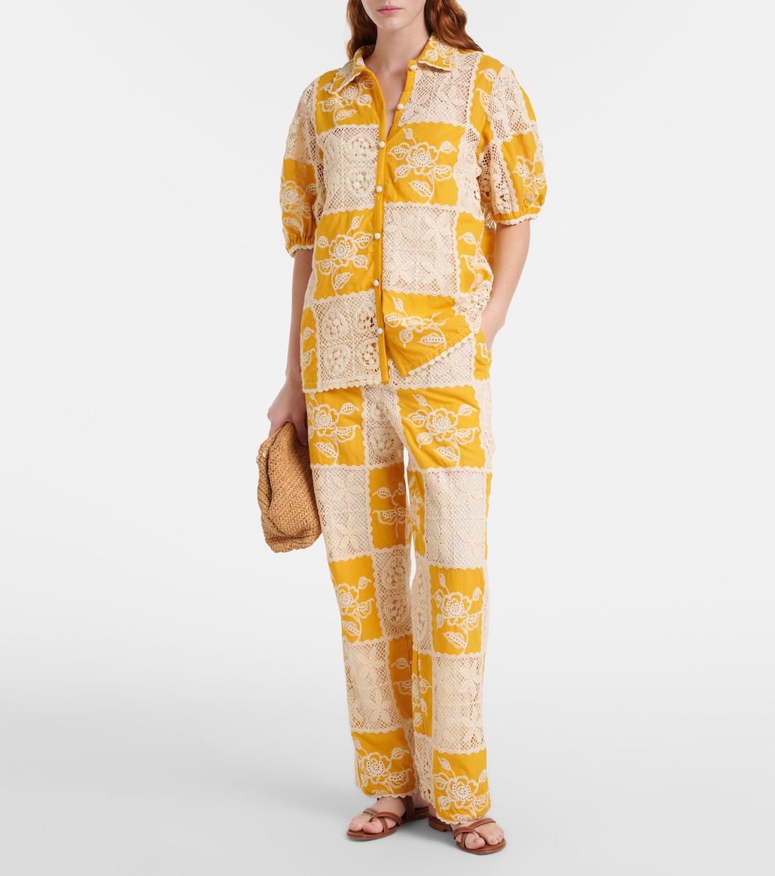 Pantalon droit brodé en coton | Farm Rio