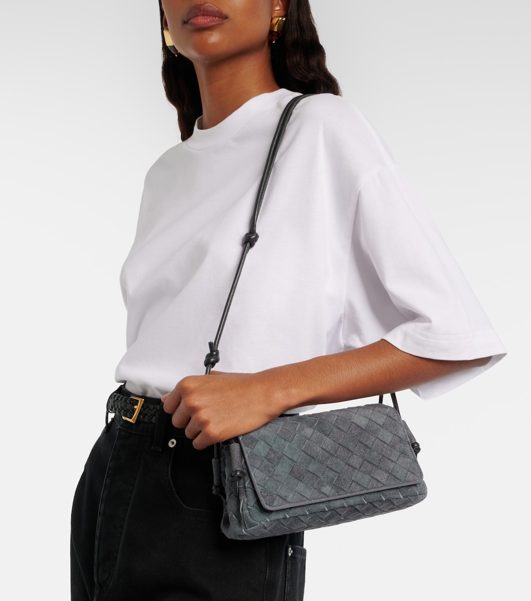 Notturno Intrecciato suede crossbody bag | Bottega Veneta