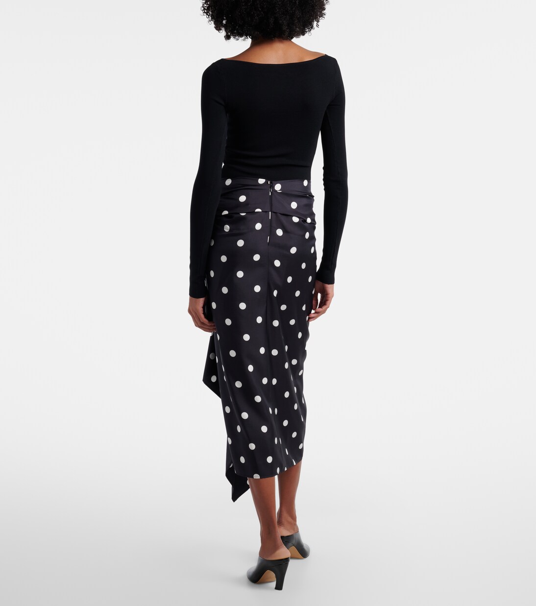 Falda envolvente de satén de seda con lunares | Sportmax