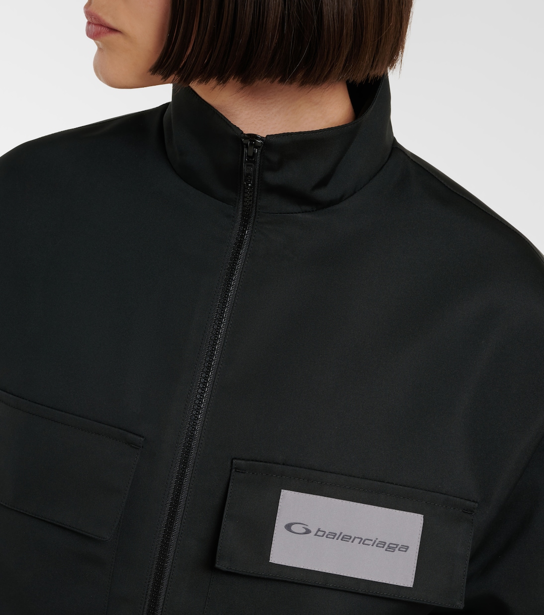 Cropped technical faille track jacket | Balenciaga