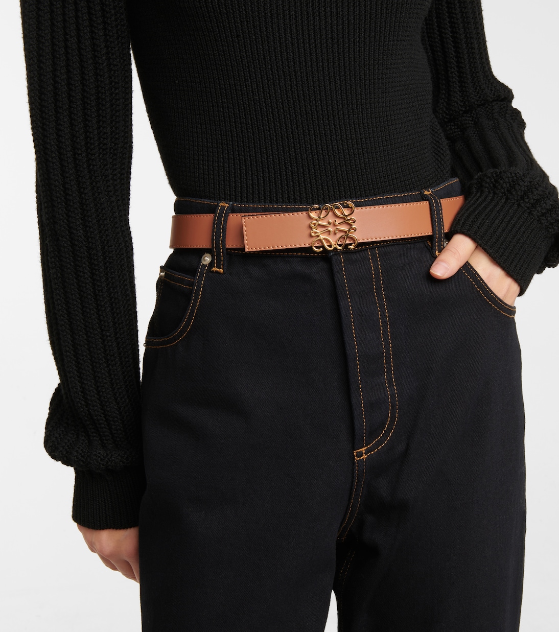 Cintura in pelle reversibile LOEWE con design anagrammato per giovani