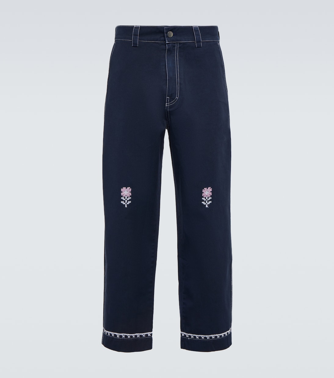 Pantalones chinos bordados en drill de algodón | Adish