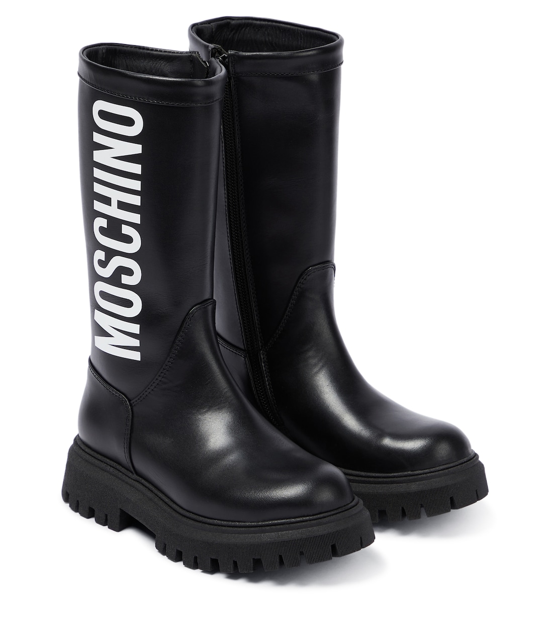 Stivali in pelle con logo | Moschino Kids