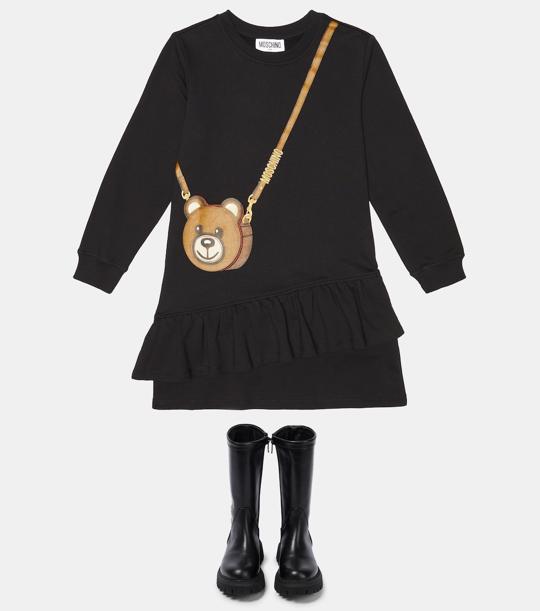 Stivali in pelle con logo | Moschino Kids