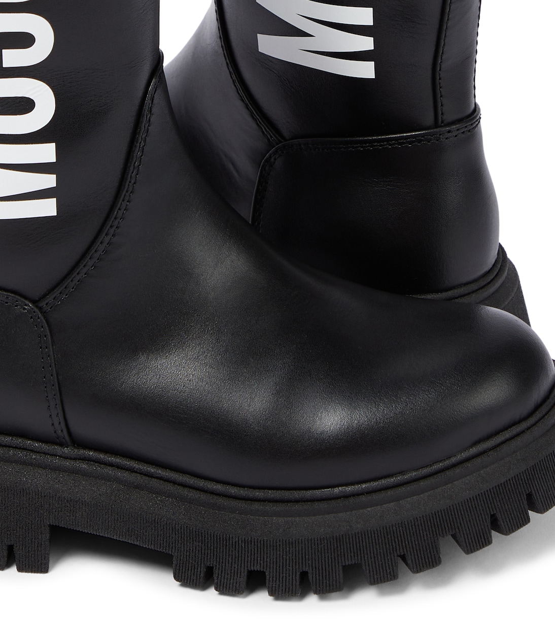 Stivali in pelle con logo | Moschino Kids