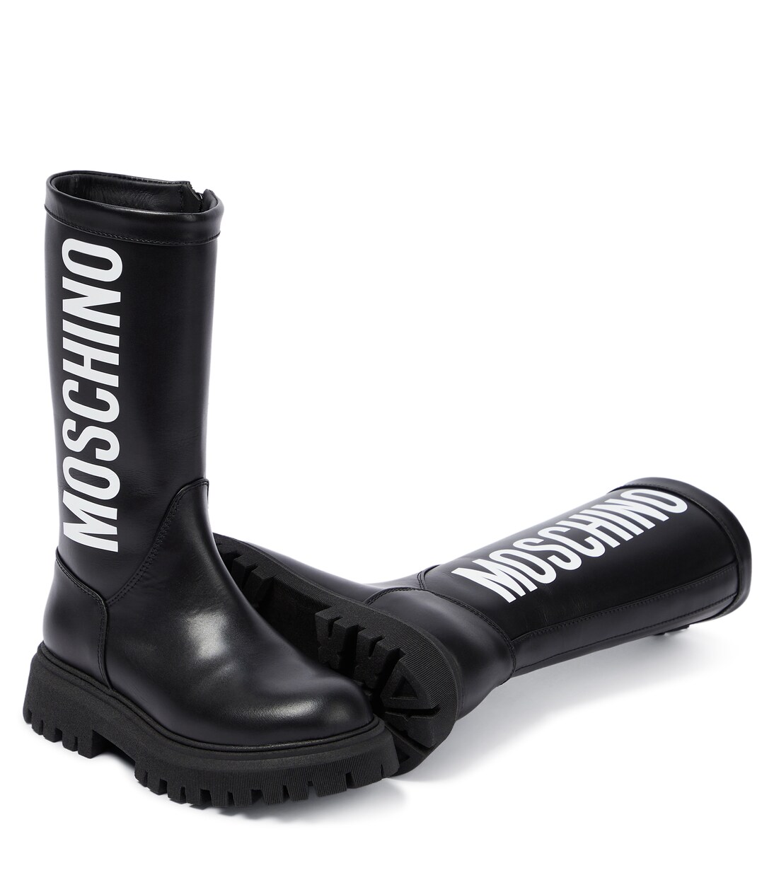 Stivali in pelle con logo | Moschino Kids