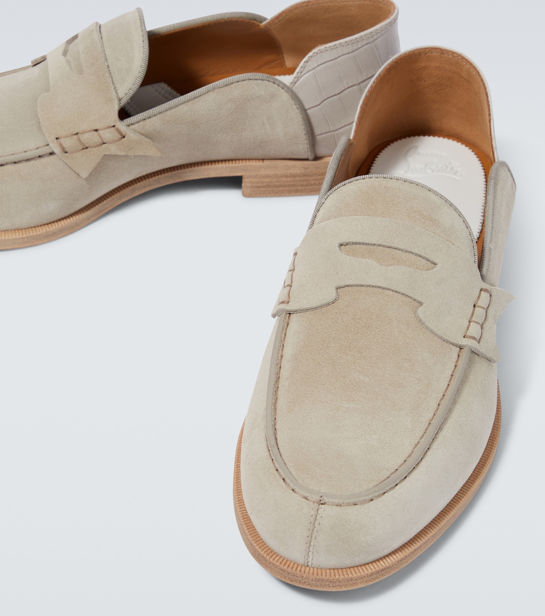 Penny No Back suede and croc-effect loafers | Christian Louboutin