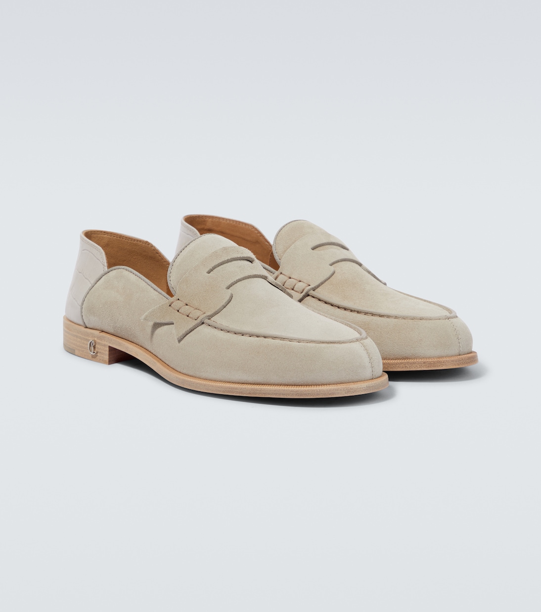Penny No Back suede and croc-effect loafers | Christian Louboutin