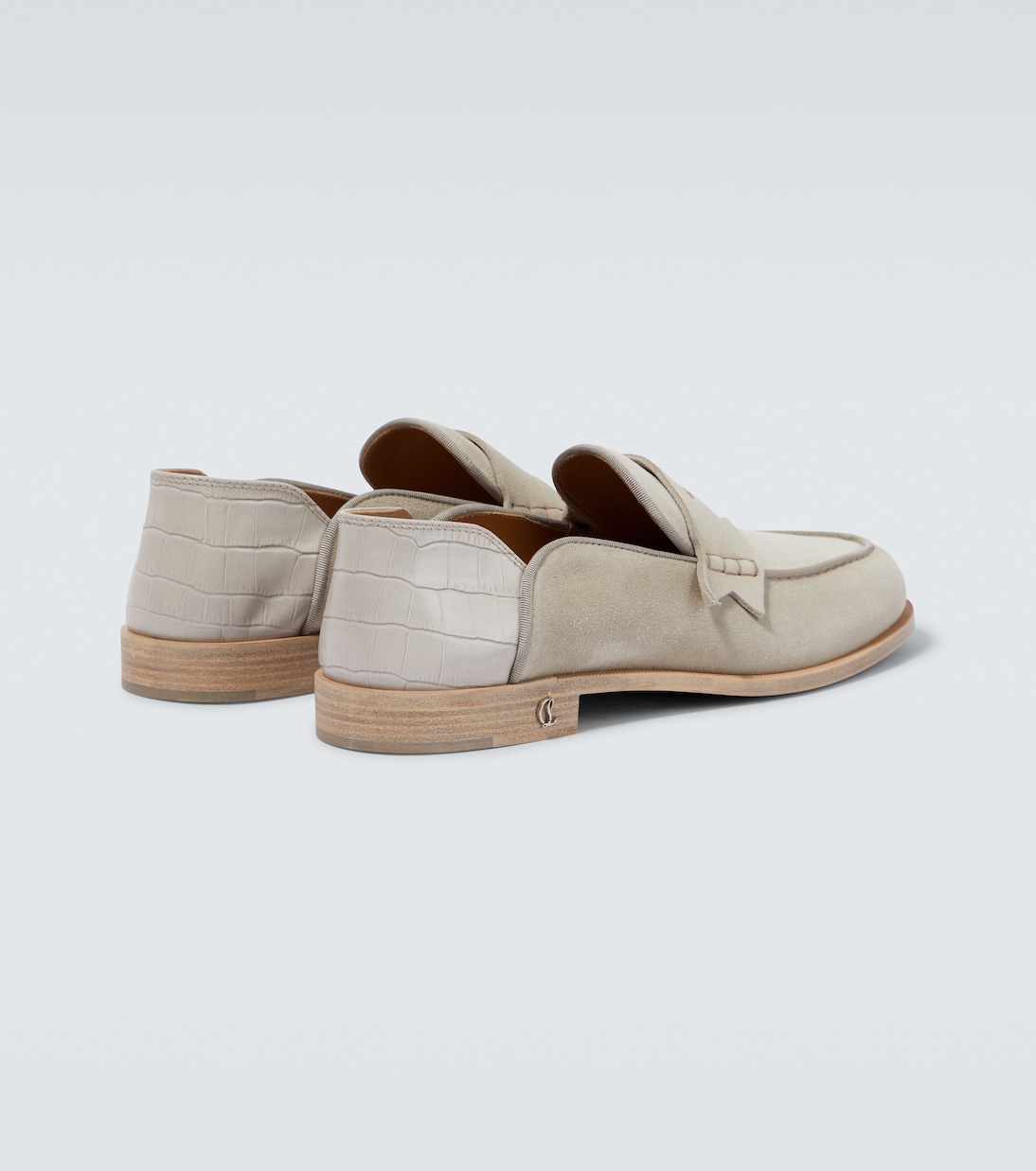 Penny No Back suede and croc-effect loafers | Christian Louboutin
