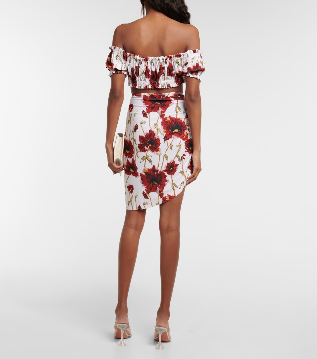 Jose floral off-shoulder crop top | Norma Kamali