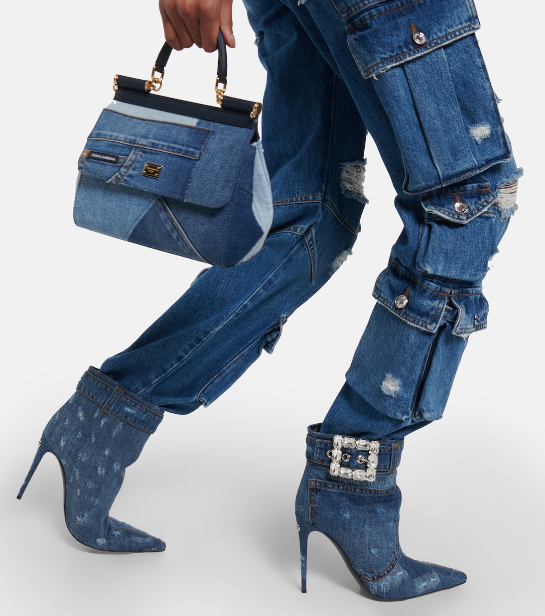 Embellished denim ankle boots | Dolce&Gabbana
