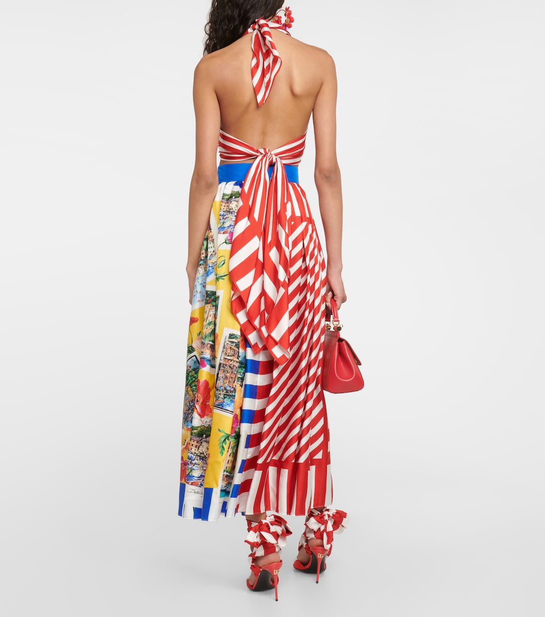 Gonna midi Portofino in seta con stampa | Dolce&Gabbana