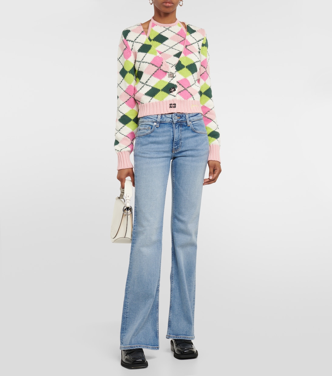 Argyle cotton cardigan | Ganni