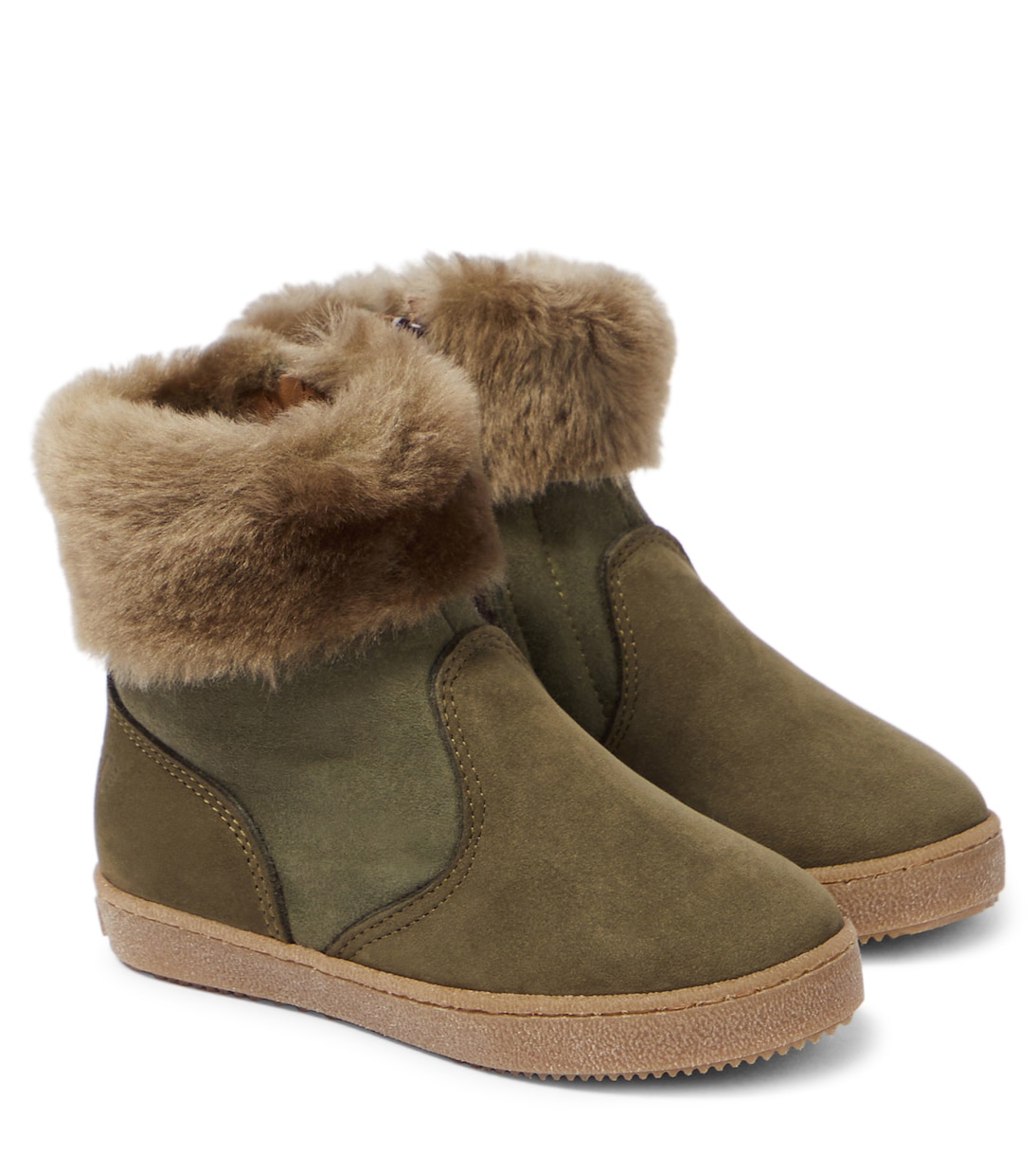 Shearling-trimmed suede ankle boots | PèPè