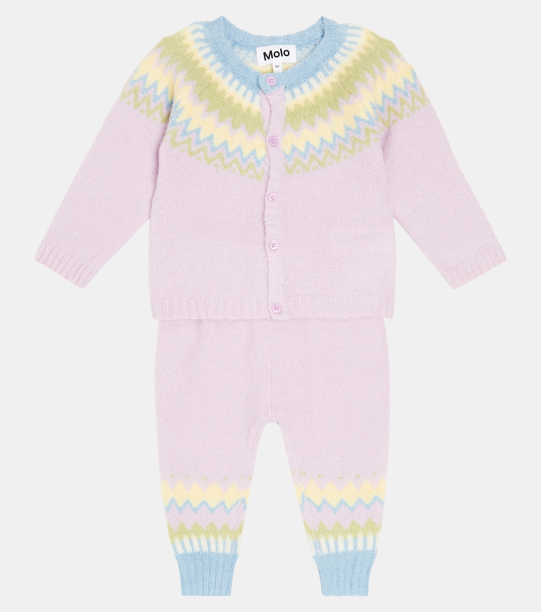 Baby wool-blend cardigan and pants set | Molo