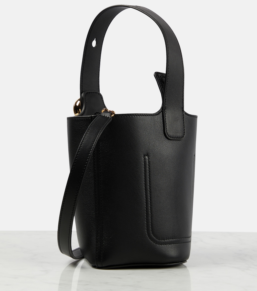 Pebble Mini leather bucket bag in black Loewe Mytheresa