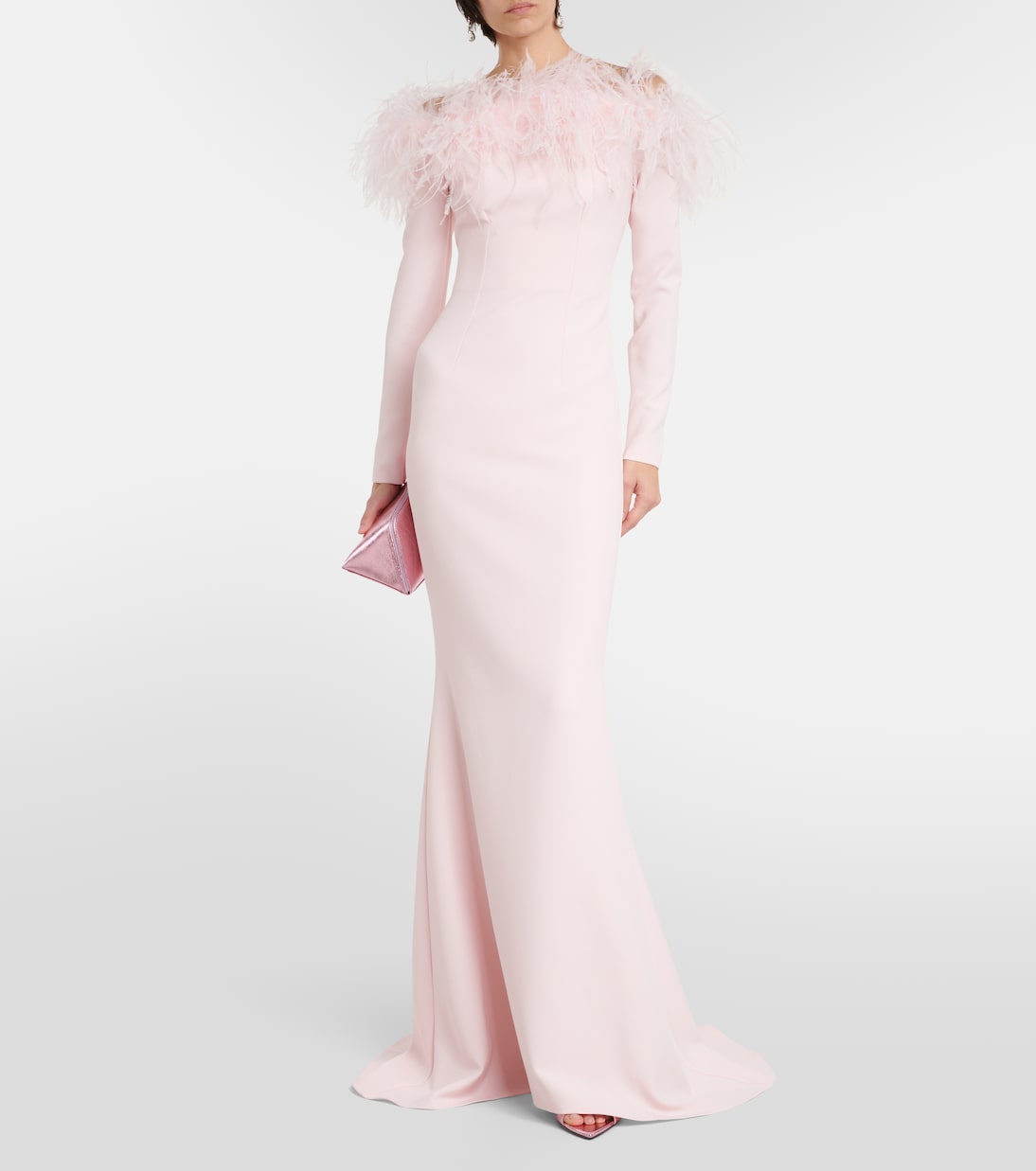 Off-Shoulder-Robe mit Federn | Safiyaa