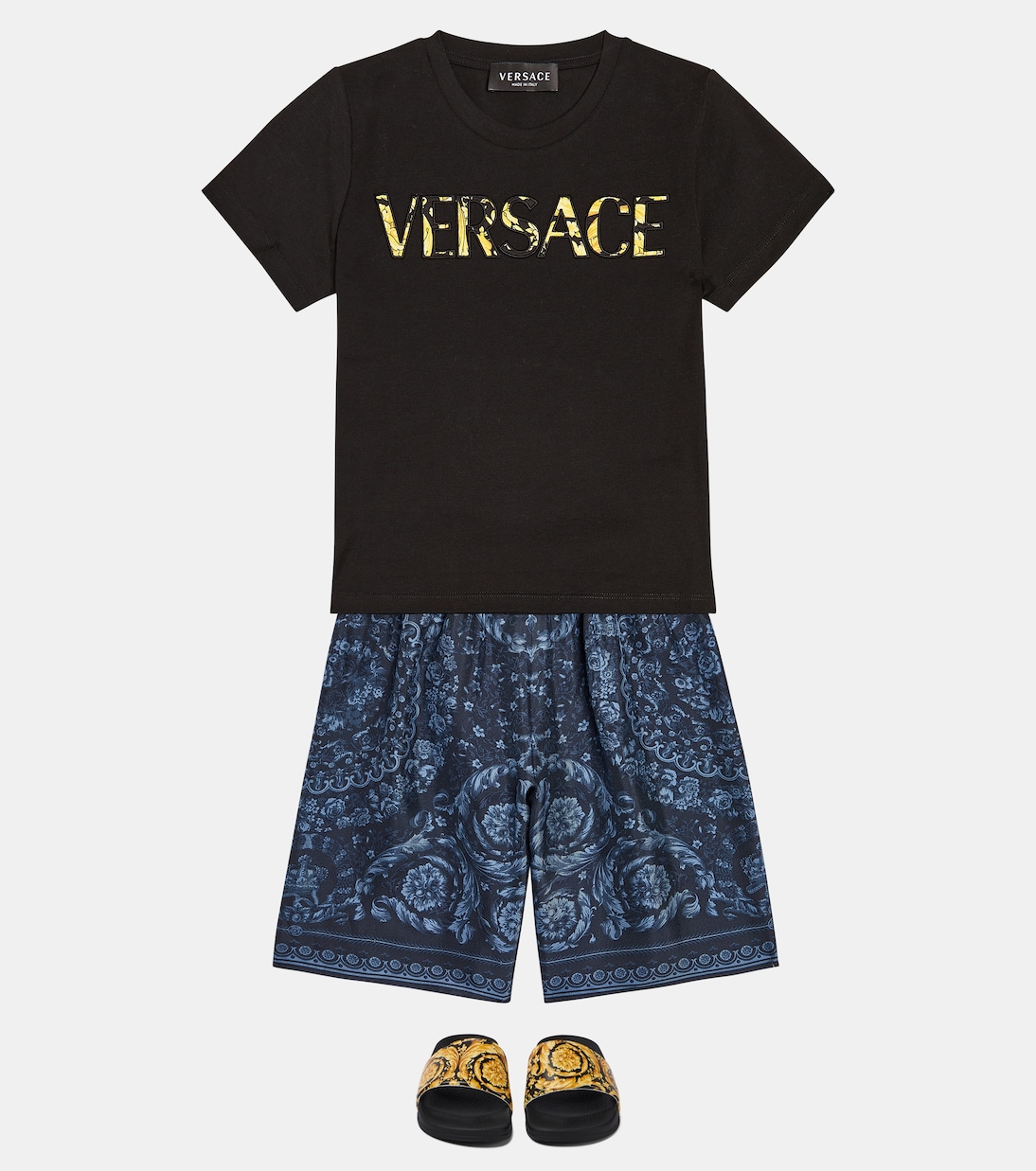 Barocco silk twill shorts | Versace Kids