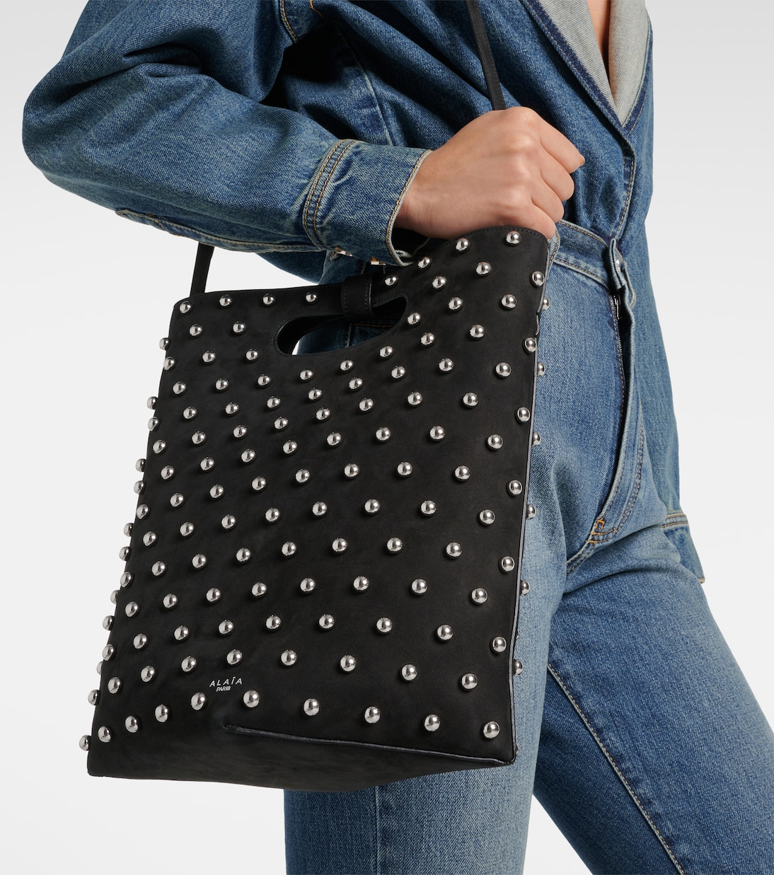 Folded embellished suede tote bag | Alaïa