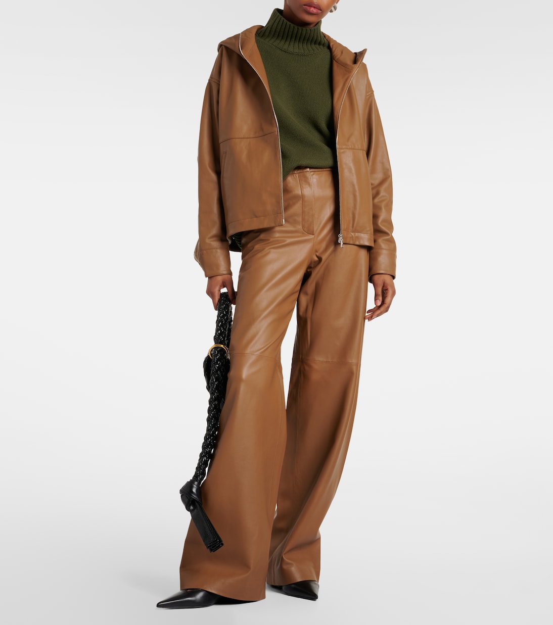 High-rise leather wide-leg pants | Yves Salomon
