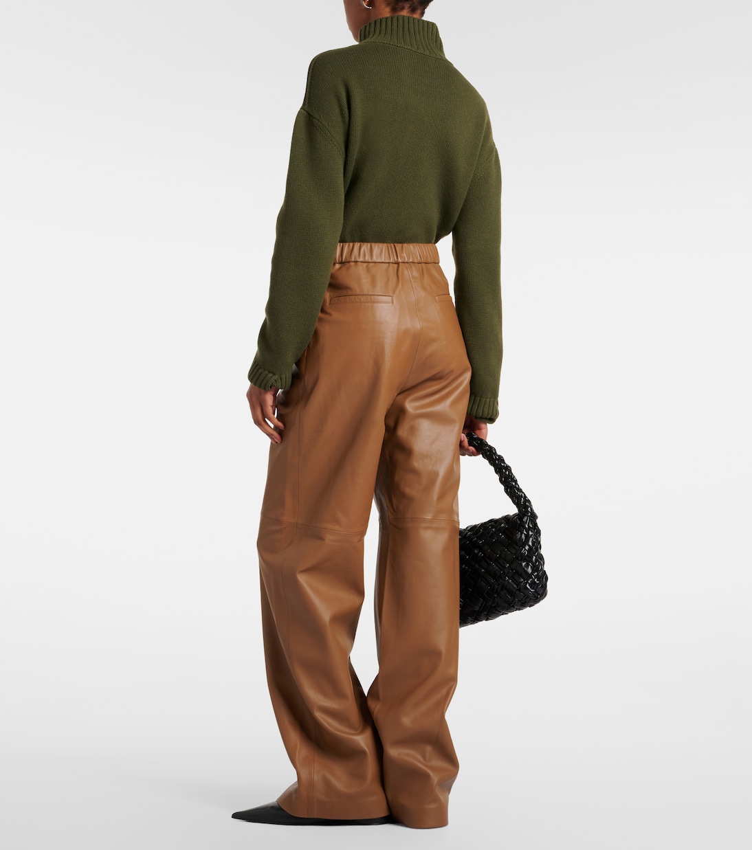 High-rise leather wide-leg pants | Yves Salomon