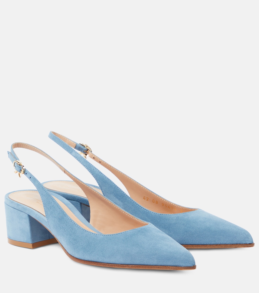Piper 45 suede slingback pumps in blue - Gianvito Rossi