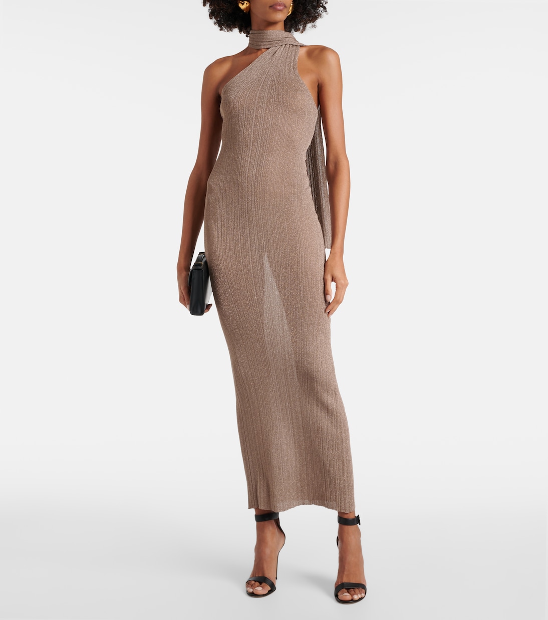 Vestido largo de lamé con pañuelo | Aya Muse