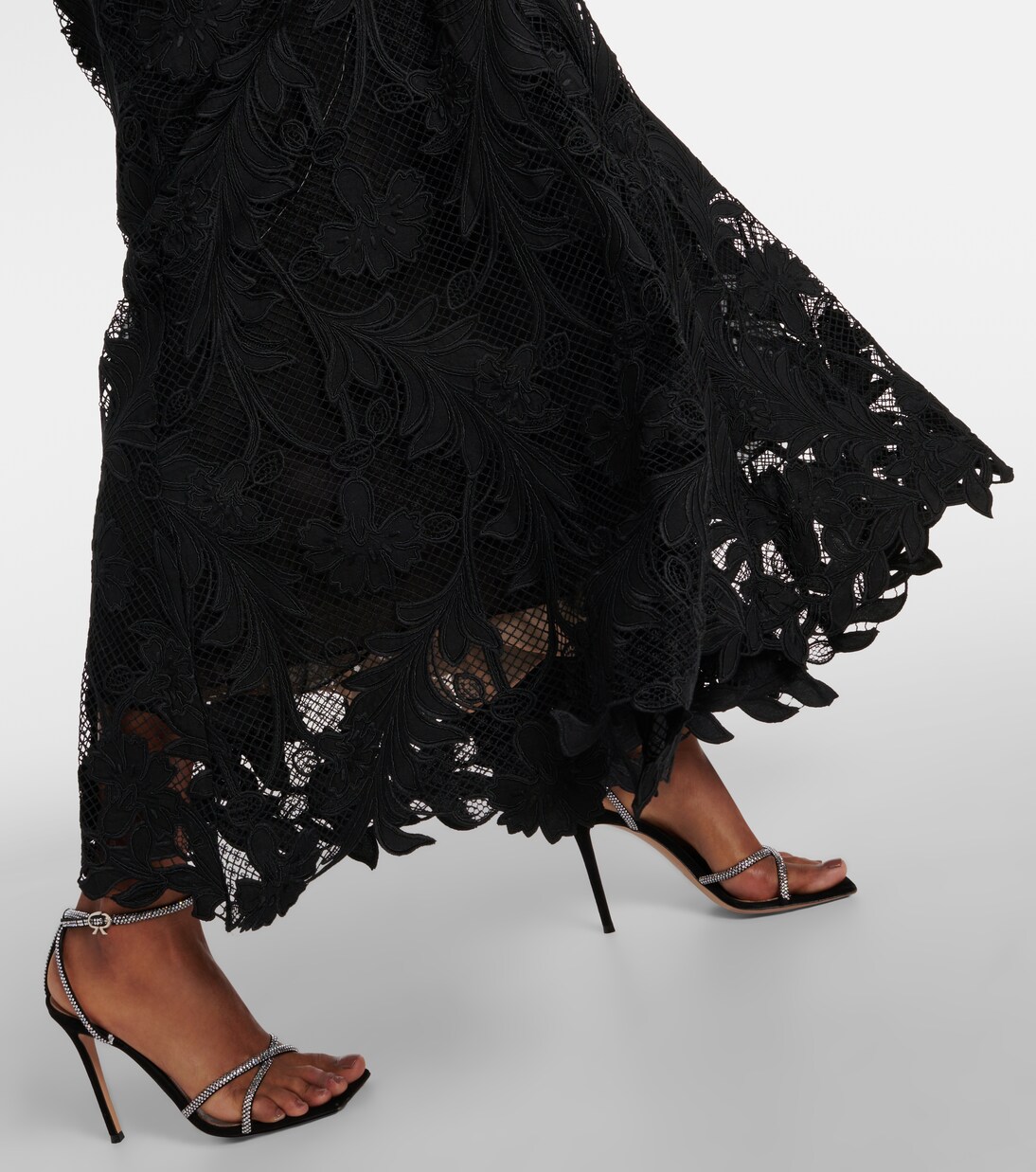 Robe longue Marbled Carnation en dentelle  | Oscar de la Renta
