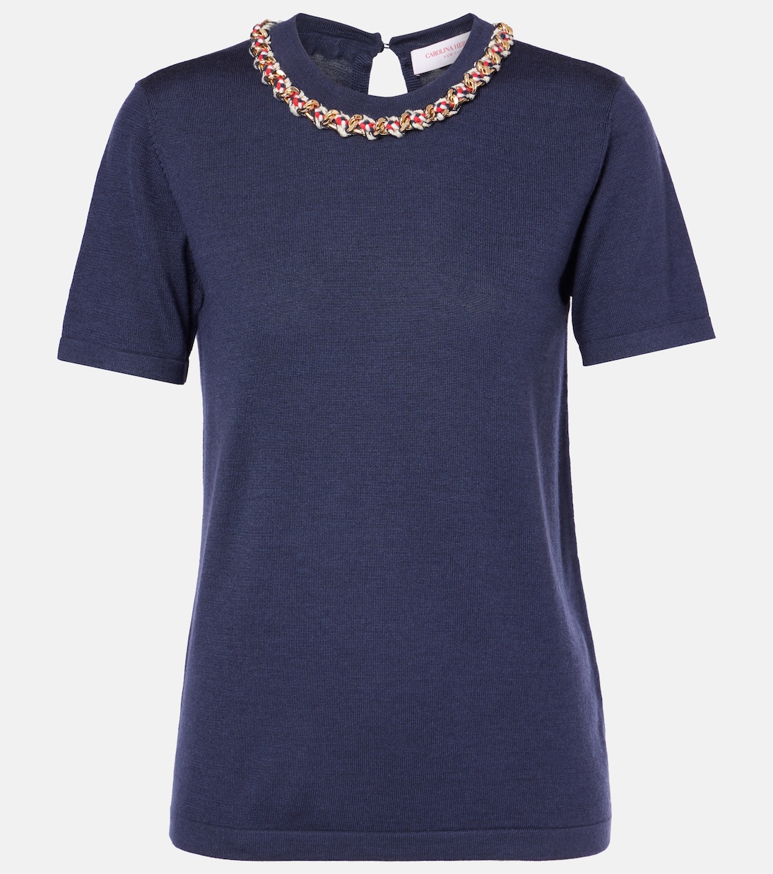 T-shirt in maglia di lana e seta   | Carolina Herrera