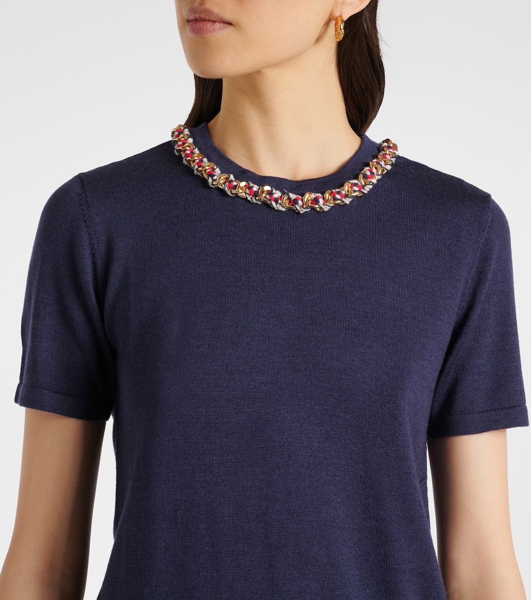 T-shirt in maglia di lana e seta   | Carolina Herrera