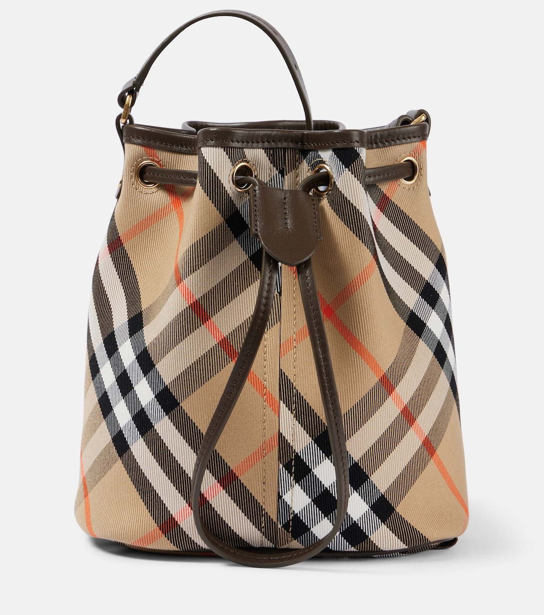 Burberry Check jacquard bucket bag in beige Burberry Mytheresa