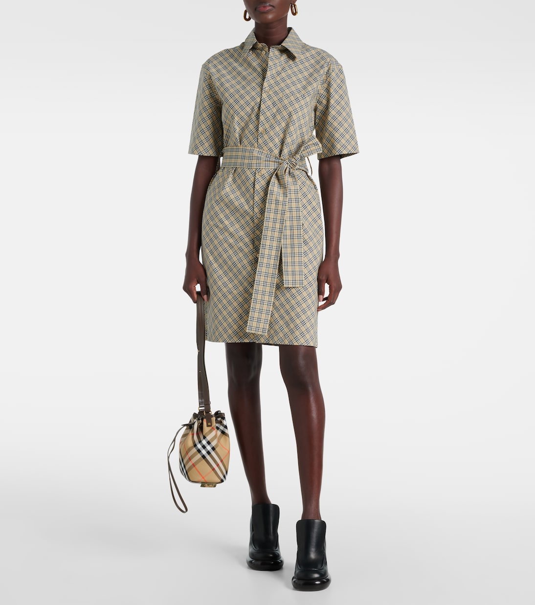 Borsa a secchiello in jacquard con motivo Check firmata Burberry, stile giovane e moderno